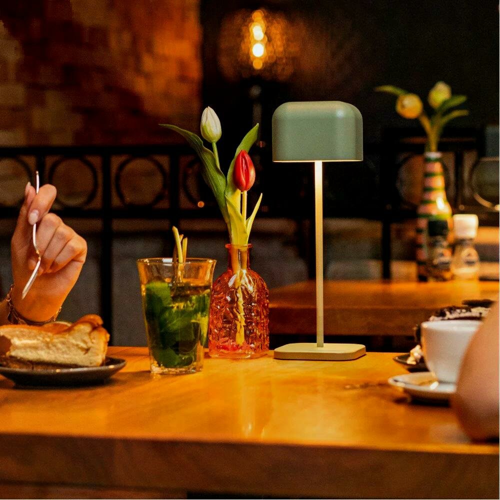 Cabo Tischlampe | Gr&uuml;n-Grau | 30 cm