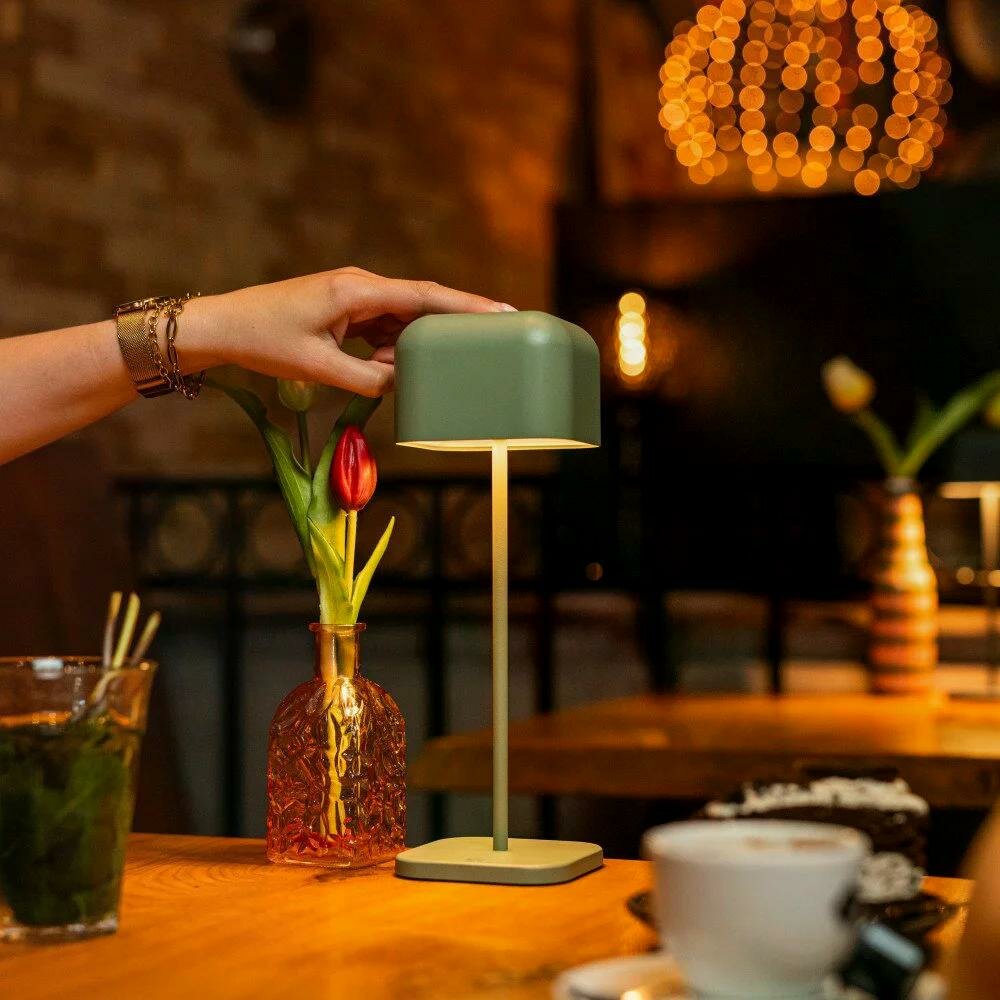 Cabo Tischlampe | Gr&uuml;n-Grau | 30 cm