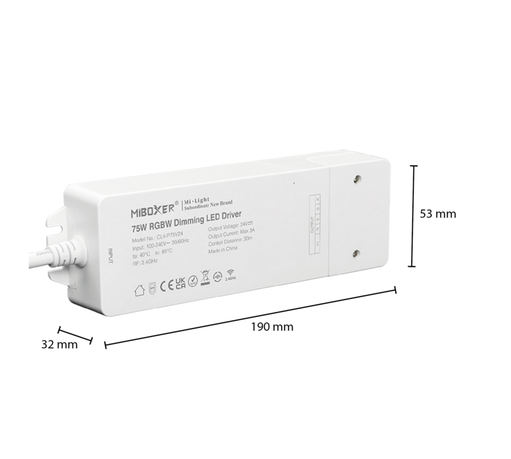 Mi-Light dimbare LED Driver 75W | 24V RGBW met Afstandsbediening