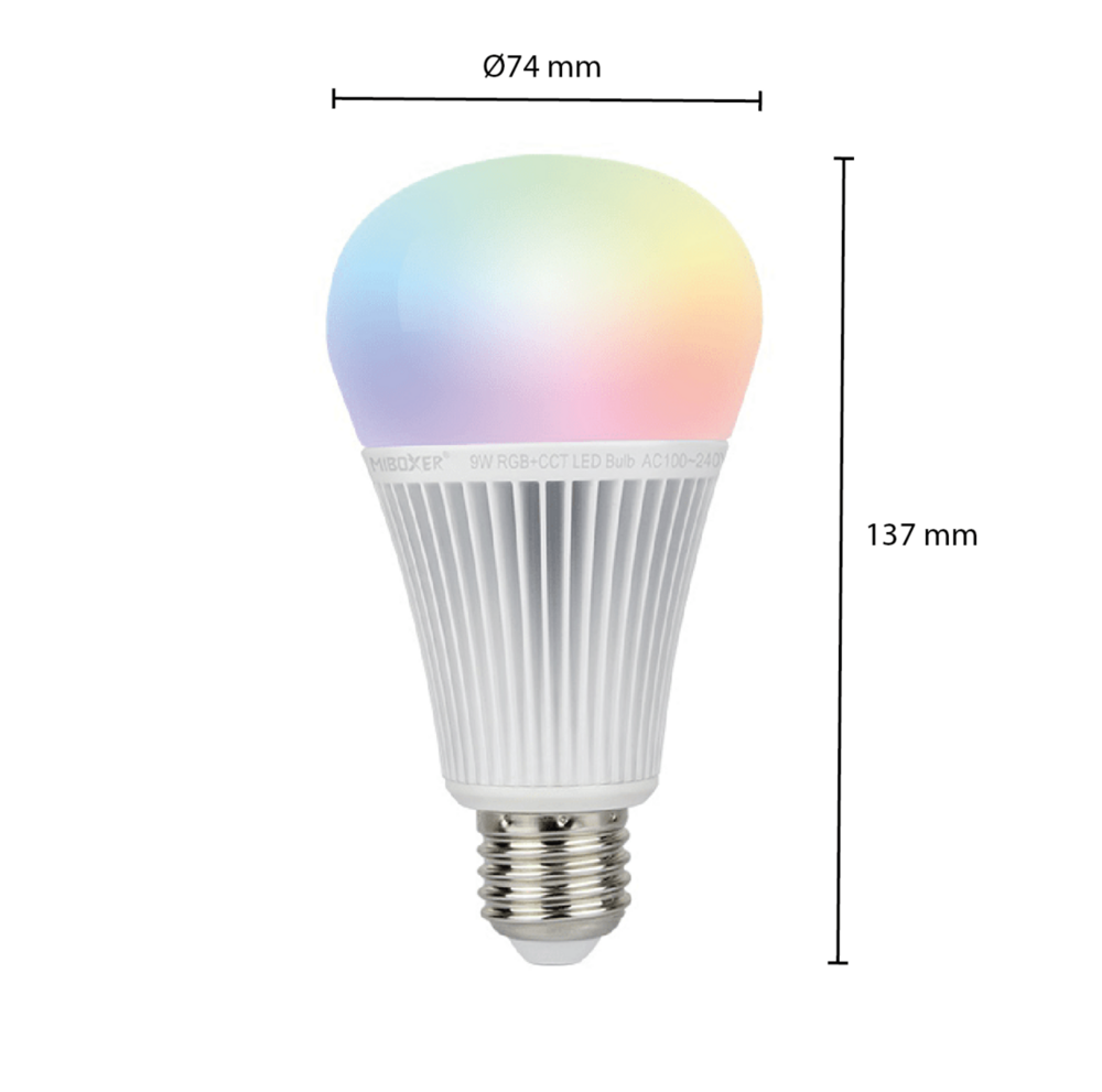 Mi-Light dimbare E27 LED Lamp 9W RGB+CCT | 16 Miljoen Kleuren