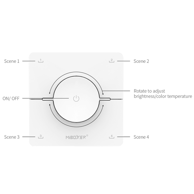Mi-Light CCT Afstandsbediening | Sc&egrave;nebediening | WIT