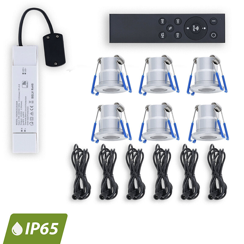 Inbouwspot set | Set van 6 | Zilver | Met afstandsbediening