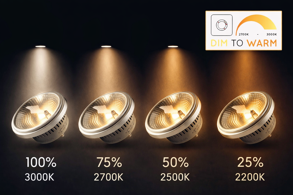 LED AR111 spot GU10 12W dimmable | 2000&ndash;3000K dim to warm | 500lm 24&deg;
