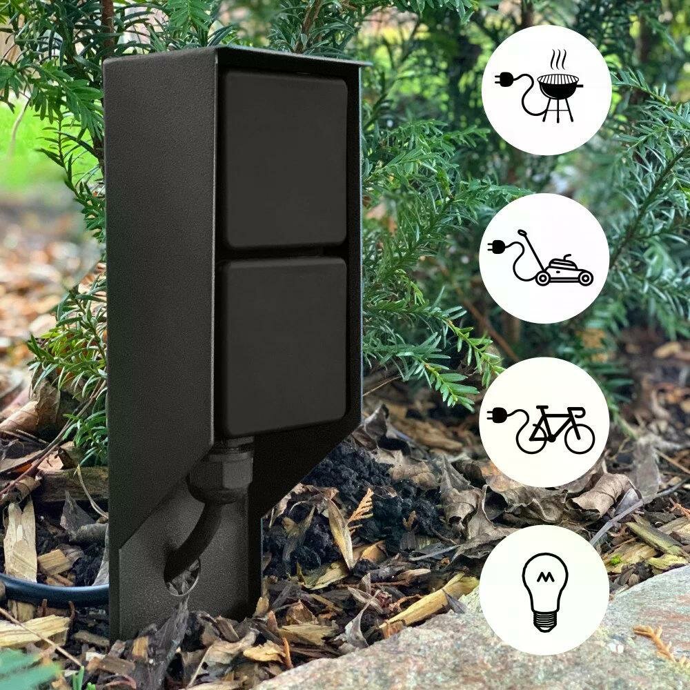 Au&szlig;ensteckdose Double Spike | Schwarz