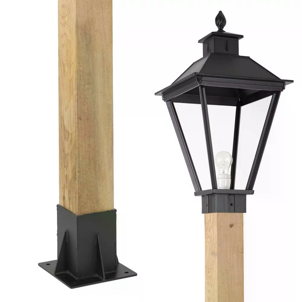 Stehende Au&szlig;enleuchte Holz Square XL | Schwarz | 160cm