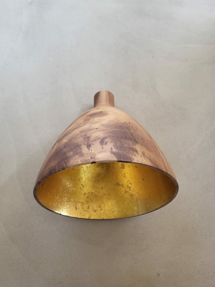 Hanglamp acaciahout &Oslash;25 cm | kelk vorm | exclusief fitting bladgoud binnenzijde