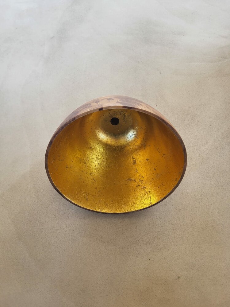 Hanglamp acaciahout &Oslash;25 cm | kelk vorm | exclusief fitting bladgoud binnenzijde
