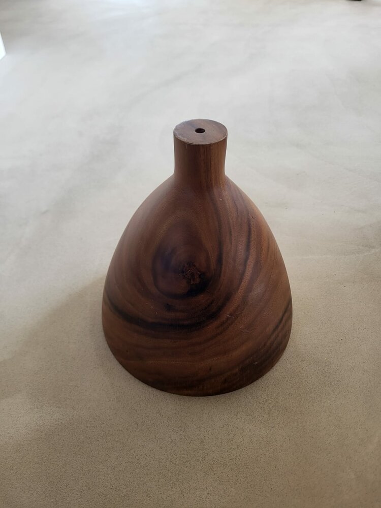 Hanglamp acaciahout &Oslash;25 cm | kelk vorm | exclusief fitting bladgoud binnenzijde