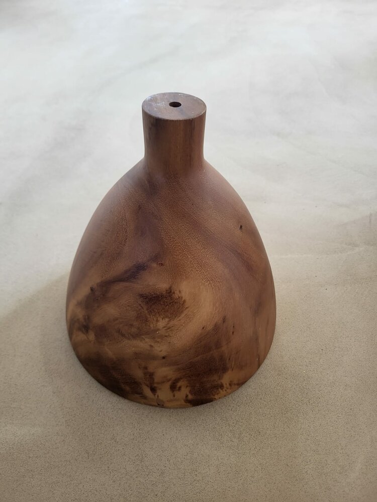 Hanglamp acaciahout &Oslash;25 cm | kelk vorm | exclusief fitting bladgoud binnenzijde