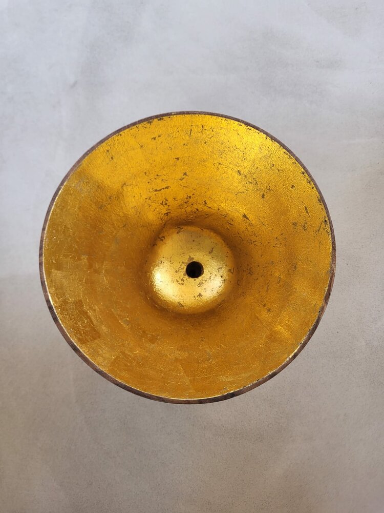 Hanglamp acaciahout medium &Oslash;25 cm | kelk vorm | bladgoud binnenzijde exclusief fitting