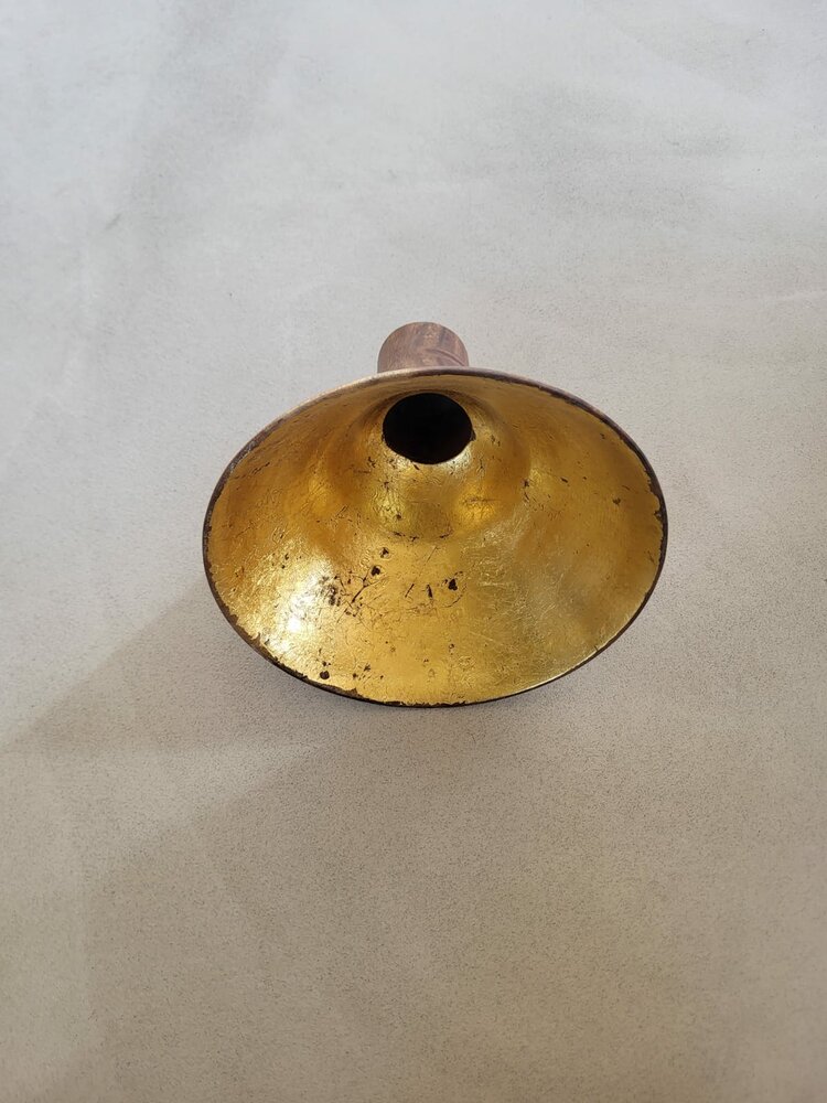 Hanglamp acaciahout small &Oslash;20 cm | kelk vorm | bladgoud binnenzijde exclusief fitting