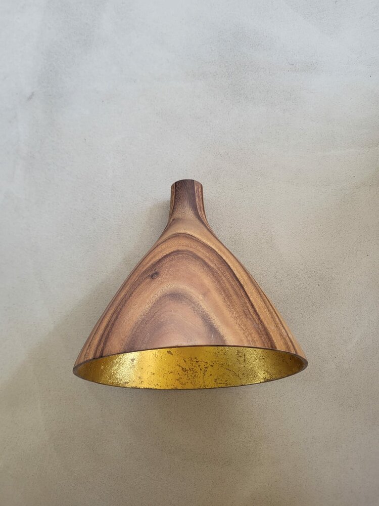 Hanglamp acaciahout large &Oslash;25 cm | kelk vorm | bladgoud binnenzijde exclusief fitting
