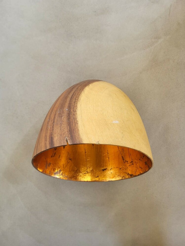 Hanglamp acaciahout ros&eacute;goud &Oslash;25 cm | kelk vorm | ros&eacute;goud binnenzijde exclusief fitting