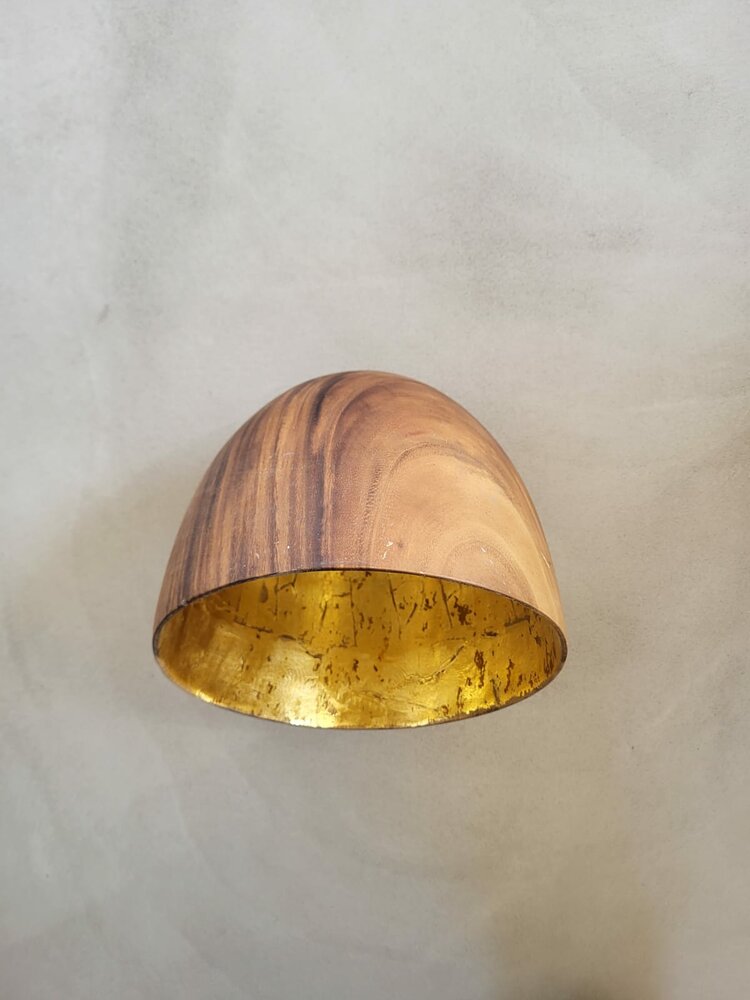 Hanglamp acaciahout goud &Oslash;25 cm | kelk vorm | bladgoud binnenzijde exclusief fitting
