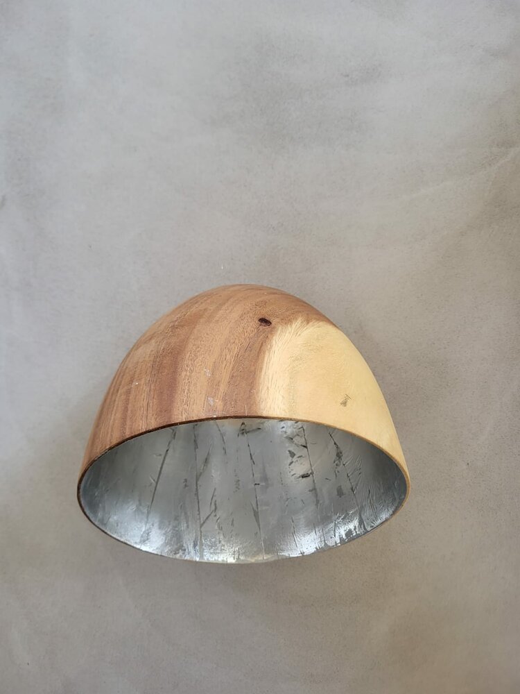Hanglamp acaciahout zilver &Oslash;25 cm | kelk vorm | zilveren binnenzijde exclusief fitting