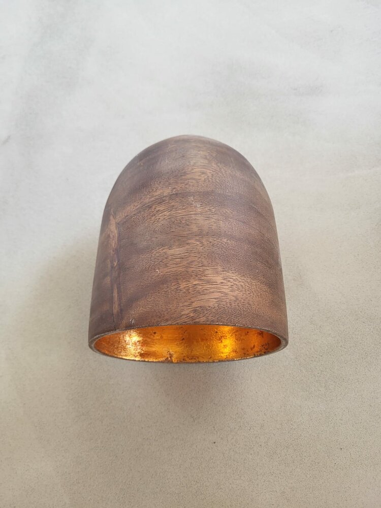 Hanglamp acaciahout ros&eacute;goud small &Oslash;16,5 cm | kelk vorm | ros&eacute;goud binnenzijde exclusief fitting
