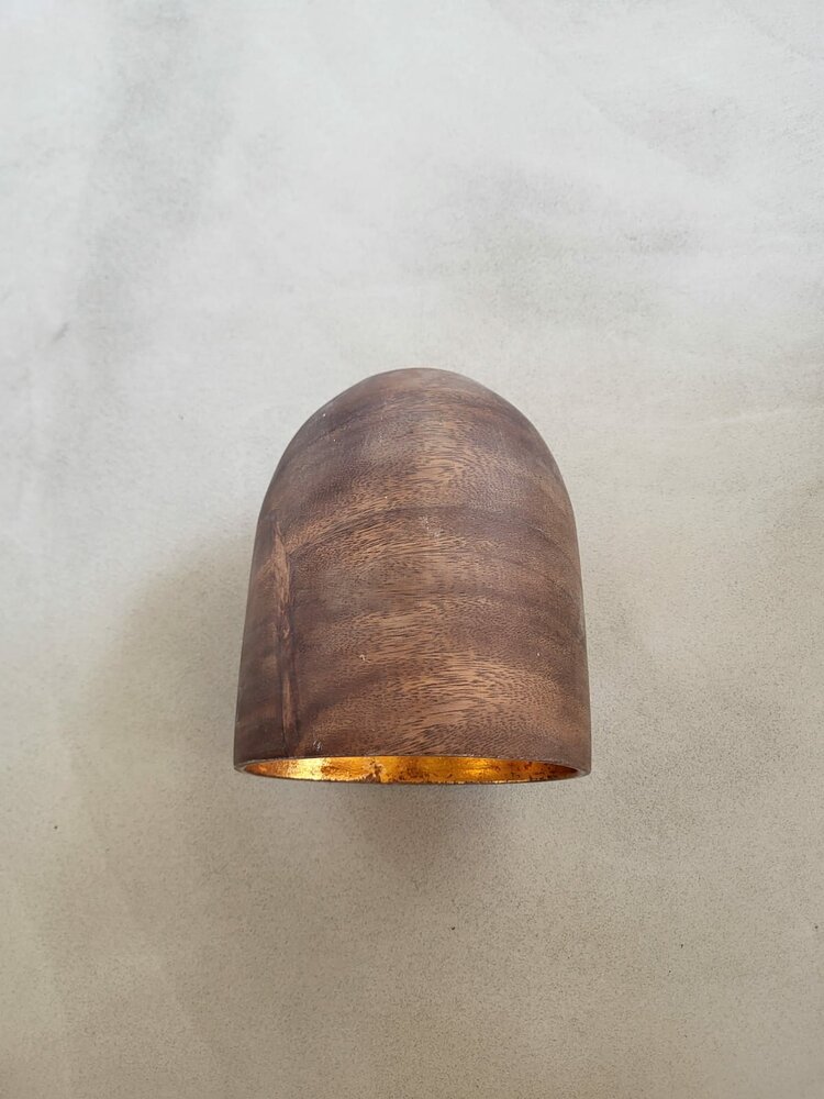 Hanglamp acaciahout goud small &Oslash;16,5 cm | kelk vorm | bladgoud binnenzijde exclusief fitting