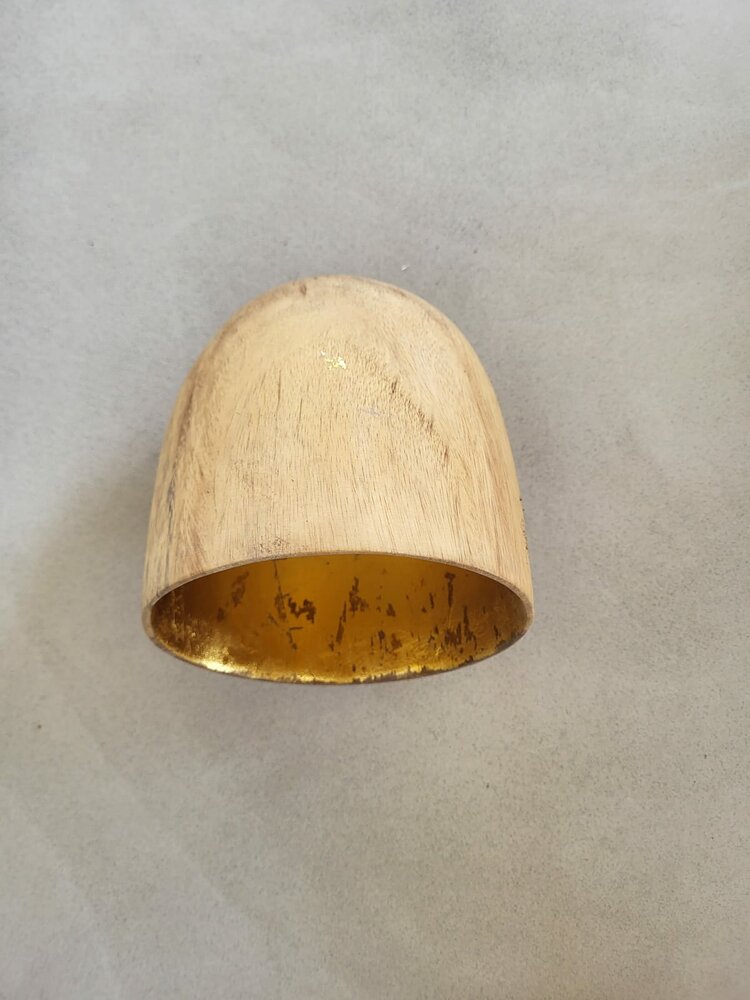 Hanglamp acaciahout goud mini &Oslash;15 cm | kelk vorm | bladgoud binnenzijde exclusief fitting