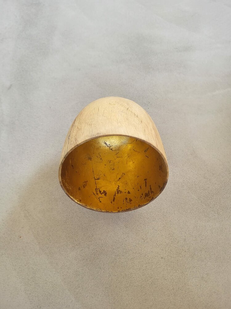Hanglamp acaciahout goud mini &Oslash;15 cm | kelk vorm | bladgoud binnenzijde exclusief fitting