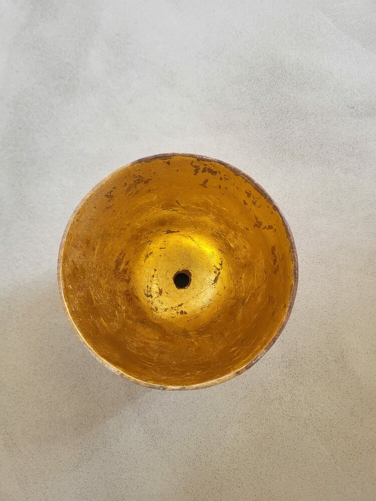 Hanglamp acaciahout goud mini &Oslash;15 cm | kelk vorm | bladgoud binnenzijde exclusief fitting