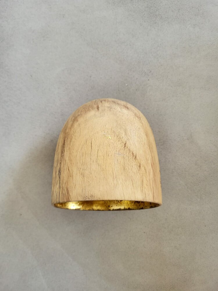 Hanglamp acaciahout goud mini &Oslash;15 cm | kelk vorm | bladgoud binnenzijde exclusief fitting