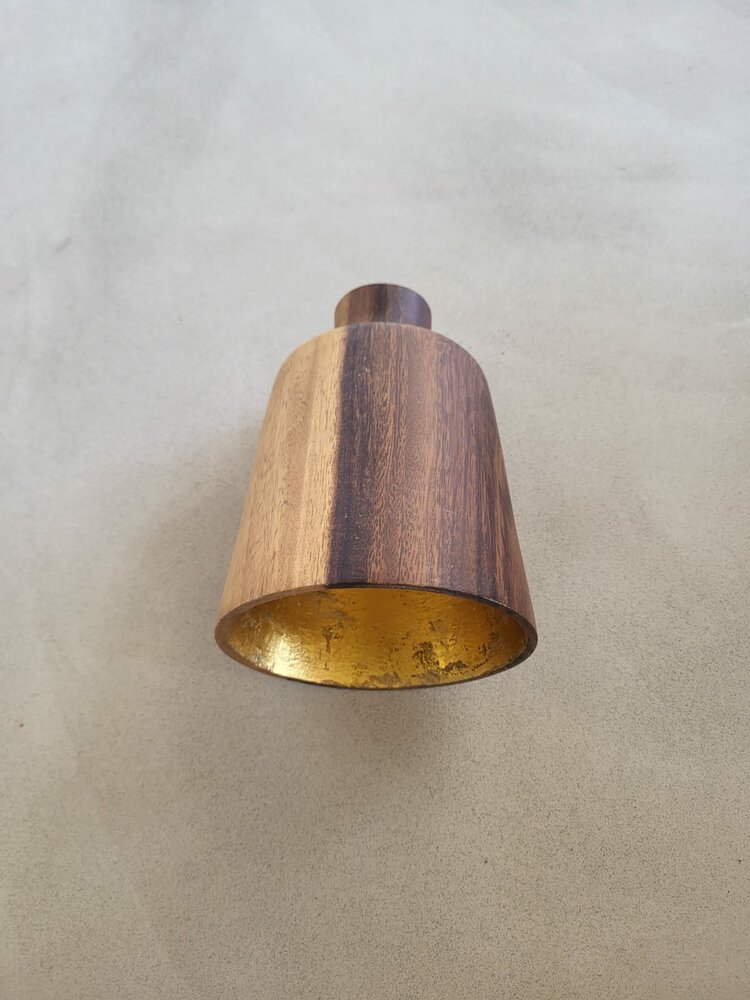 Hanglamp acaciahout goud vaas &Oslash;14 cm | bladgoud binnenzijde | exclusief fitting