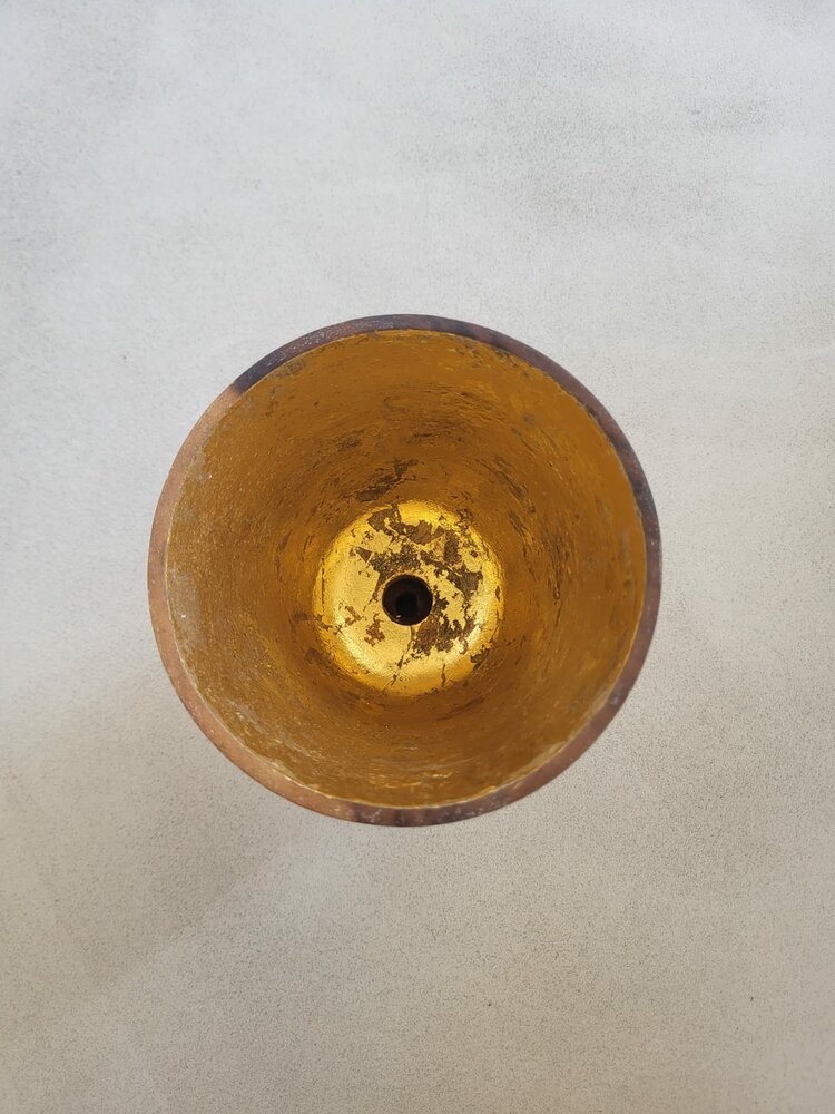 Hanglamp acaciahout goud vaas &Oslash;14 cm | bladgoud binnenzijde | exclusief fitting