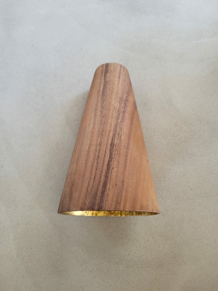 Hanglamp acaciahout goud taps &Oslash;25,5 cm | bladgoud binnenzijde | exclusief fitting