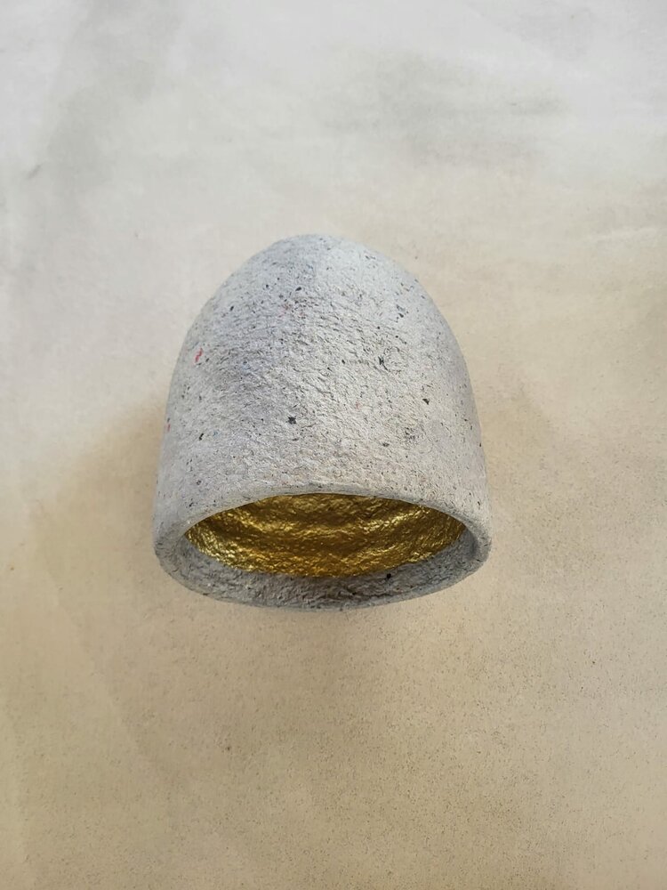 Hanglamp gerecycled papier grijs &Oslash;20,5 cm | goud binnenzijde | exclusief fitting