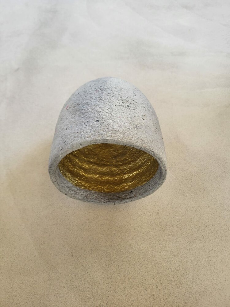Hanglamp gerecycled papier grijs &Oslash;20,5 cm | goud binnenzijde | exclusief fitting