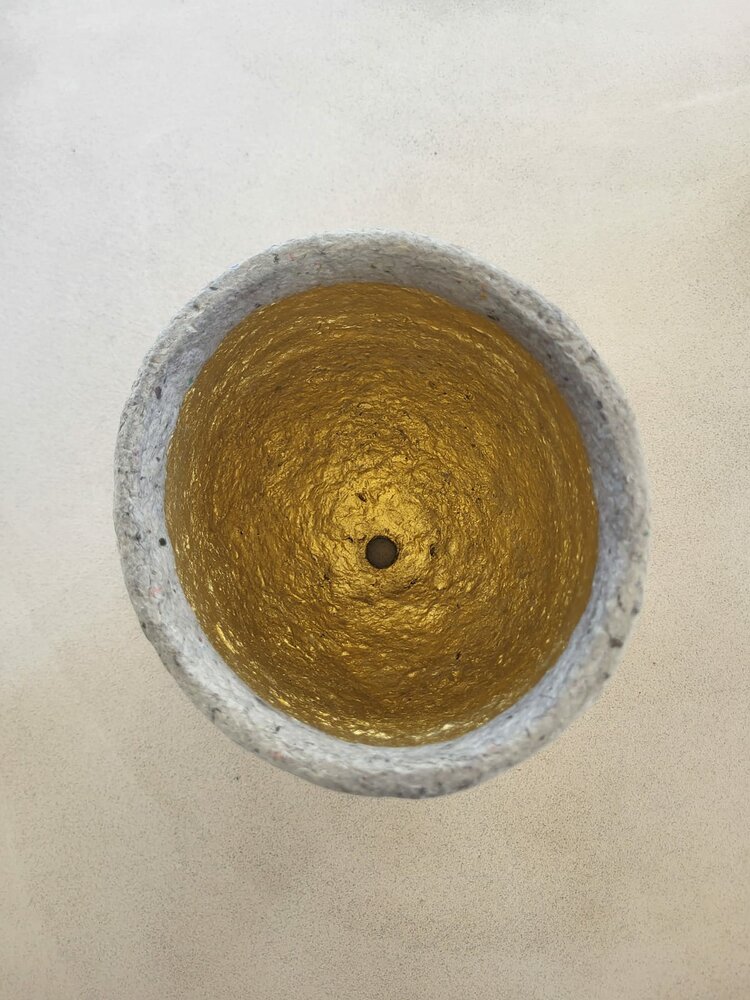 Hanglamp gerecycled papier grijs &Oslash;20,5 cm | goud binnenzijde | exclusief fitting