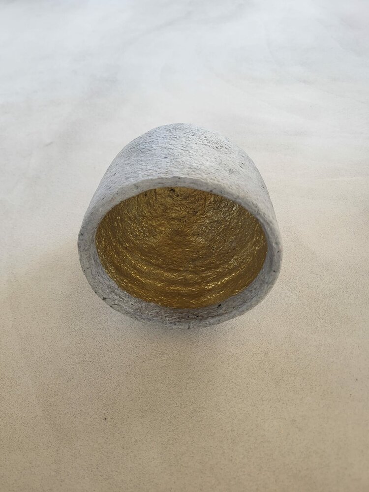 Hanglamp gerecycled papier grijs &Oslash;20,5 cm | goud binnenzijde | exclusief fitting