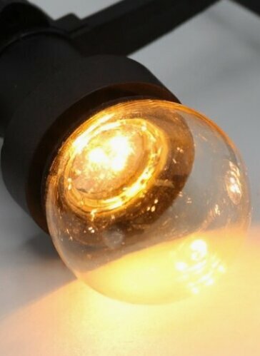 Lichterkette Set 10 Meter | 10 Fassungen mit 10 E27 LED Lampen | 2000K warmwei&szlig; IP44 schwarz
