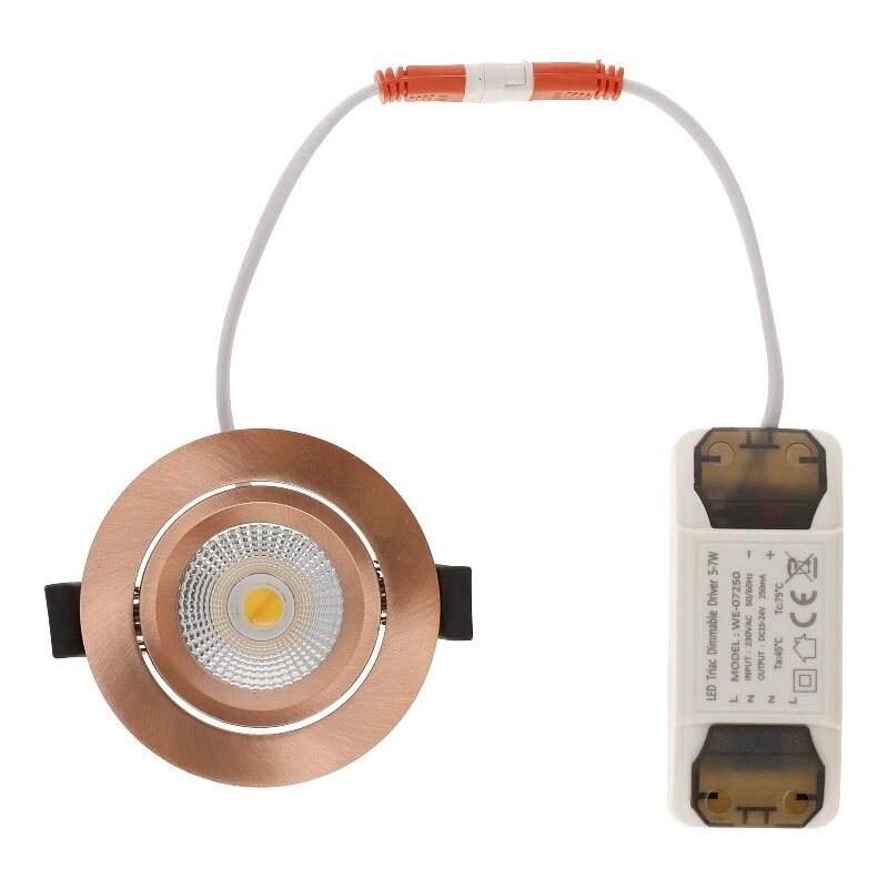 Led inbouwspot slim-fit 5W dim to warm koper | 420lm CRI90 | IP65 &Oslash;69mm