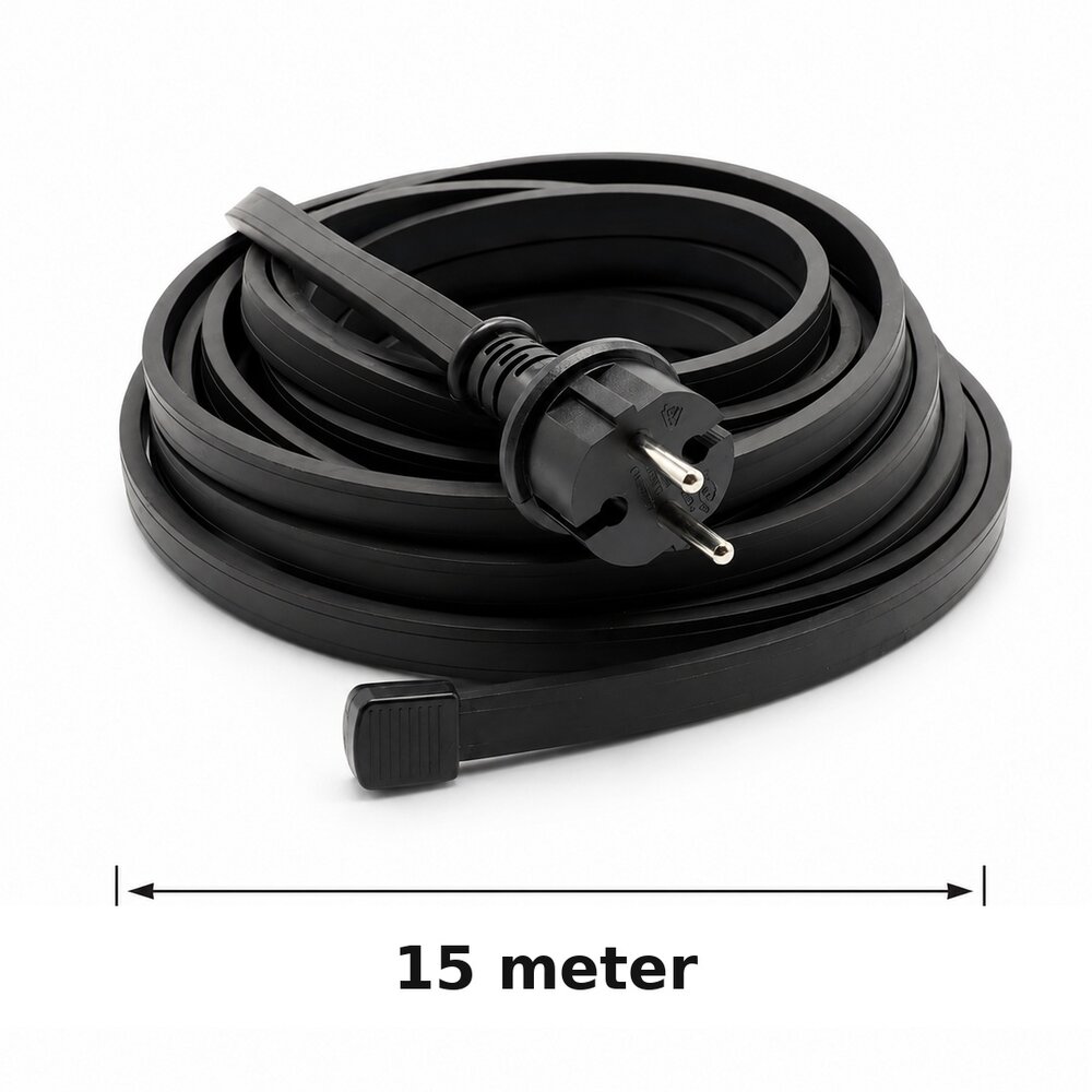 Black festoon cable 15 metre | Without lamp holders | With plug and end cap