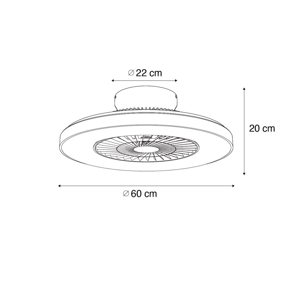 Ceiling fan Climo black 60cm | Dimmable LED | With remote control
