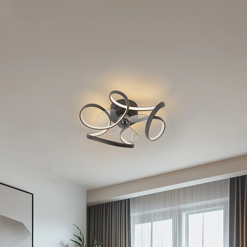 Ceiling fan Mandy black 55cm | Dimmable LED | With remote control