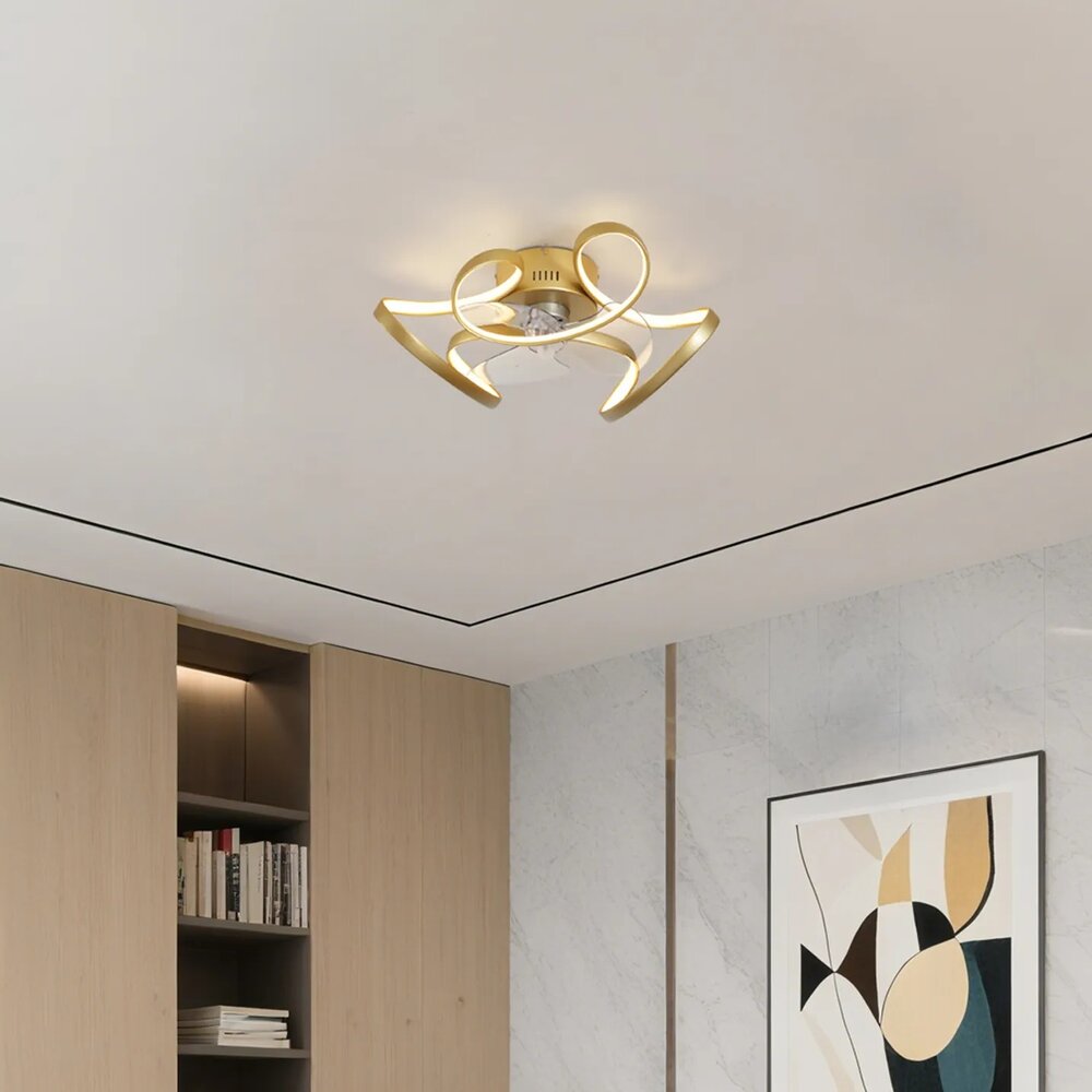 Ceiling fan Mandy brass 60cm | Dimmable LED | With remote control
