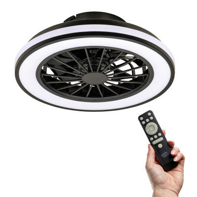 Ceiling light with fan black 38cm | Dimmable LED | With remote control
