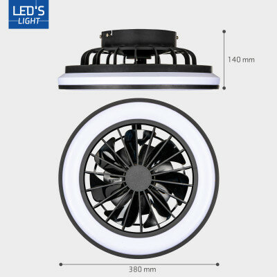 Ceiling light with fan black 38cm | Dimmable LED | With remote control