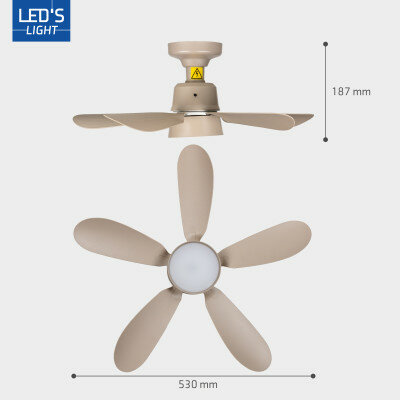 Ceiling light with fan taupe 53cm | Dimmable LED | With remote control