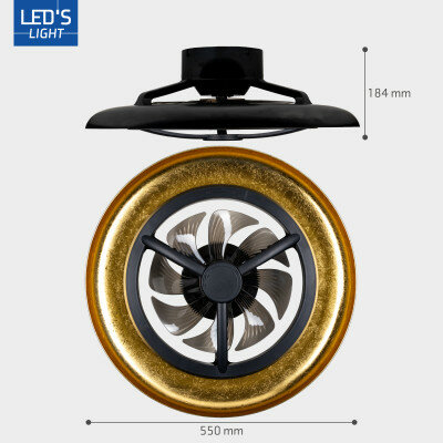 Ceiling light with fan black gold 55cm | Dimmable LED | With remote control
