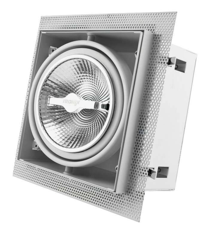 LED Einbau Spot Armatur - 1x AR111 Wei&szlig; | Trimless