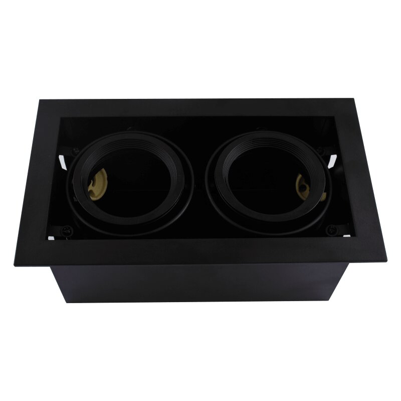 Led inbouw spot armatuur - 2x AR70 Zwart | Opdekrand