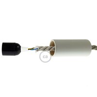 Holz E27 Lampenfassung Kit | Wei&szlig; | f&uuml;r XL B&uuml;geleisenschnur | (16mm)