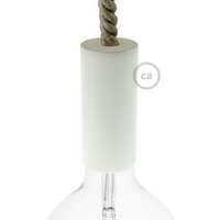 Holz E27 Lampenfassung Kit | Wei&szlig; | f&uuml;r XL B&uuml;geleisenschnur | (16mm)