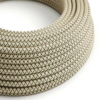 Strijkijzersnoer Diamantmotief antraciet - linnen / katoen | 10cm