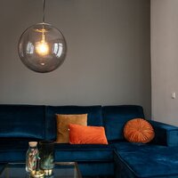 Moderne Hanglamp Messing met Smoke Glas 50 cm - Ball
