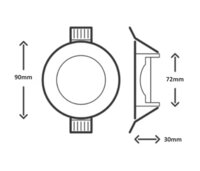 LED Recessed Spotlight Black Round IP65 | 90 mm | Bathroom