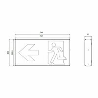 LED Nooduitgangsbord Groot Enkelzijdig met Auto-Test en Pictogrammen afmeting
